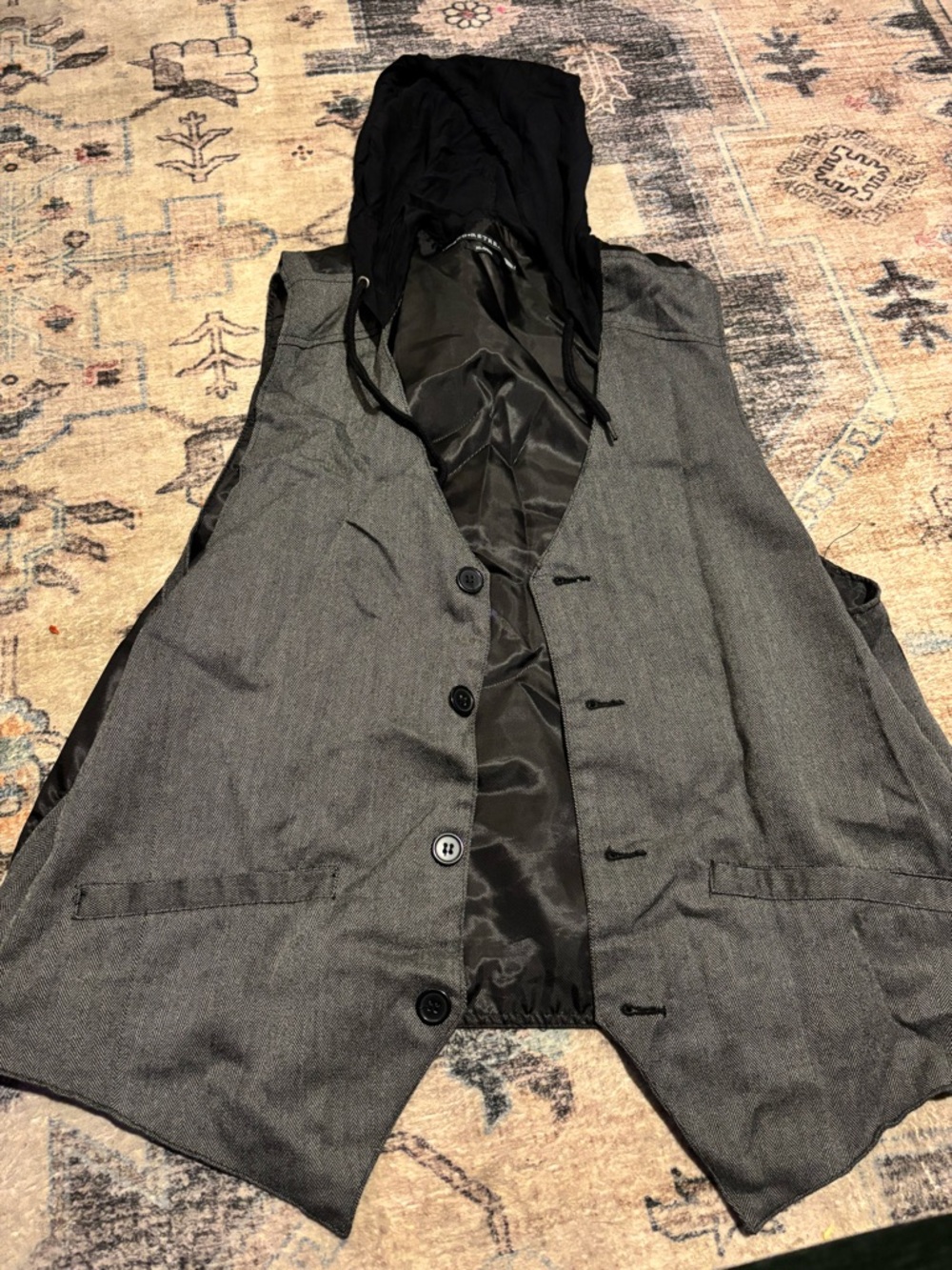 Men's Grey Vest with Black Hood